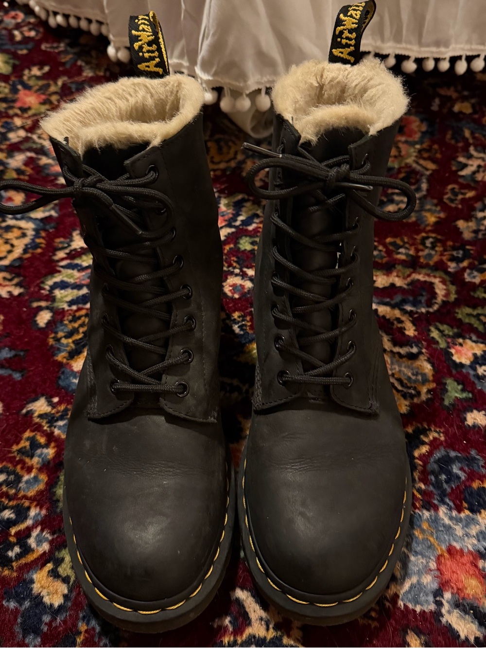 Dr. Martins Fur Lined Lace Up Boots